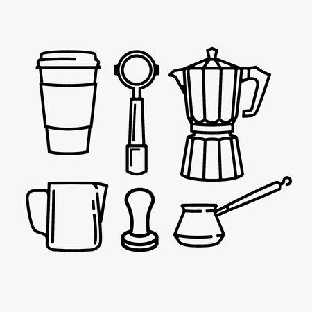 Coffee equipment vector bundle isolated on white backgroundのイラスト素材