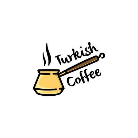 Turkish coffee logo design inspiration, Coffee shop logo inspiration isolated on white backgroundのイラスト素材