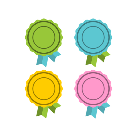 Flat label tag with ribbon vector design isolated on white backgroundのイラスト素材