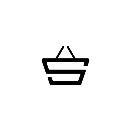 S initial as a basket, shop logo design inspiration isolated on white backgroundのイラスト素材