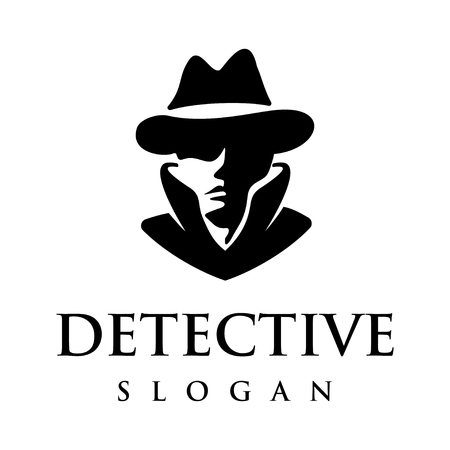 Detective head logo design inspiration isolated on white backgroundのイラスト素材