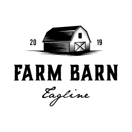 Farmhouse logo design inspiration, Barn logo design inspiration - Farm logo isolated on white backgroundのイラスト素材