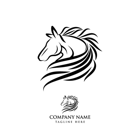 Horse logo design illustration, Horse silhouette vector, Horse vector illustration isolated on white backgroundのイラスト素材