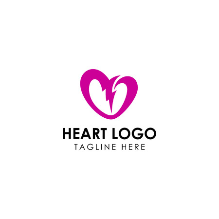 Heart logo design inspiration, heart and bolt logo design inspiration, heart logo vectorのイラスト素材