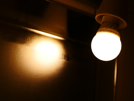 lamp in mirrorの写真素材