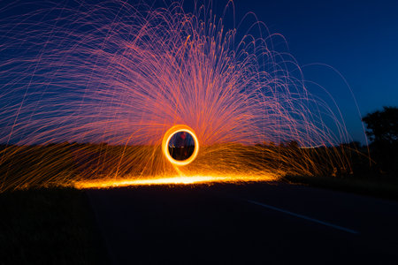 Ring of fire on the roadの写真素材
