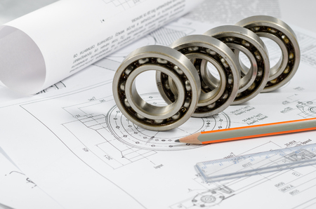 Technical drawings with the Ball bearingsの写真素材