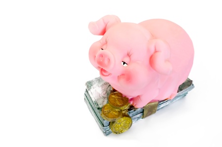 Pig pink piggy bank, の写真素材