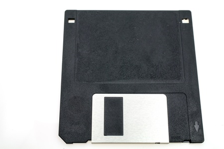 One black diskette isolated on white background