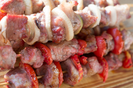 the prepared dish from meat - a barbecue, small depth of fieldの写真素材
