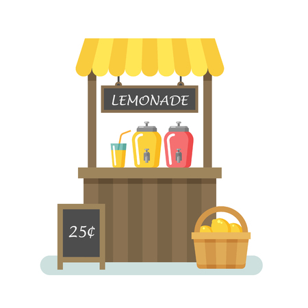 Lemonade stand flat illustrationのイラスト素材