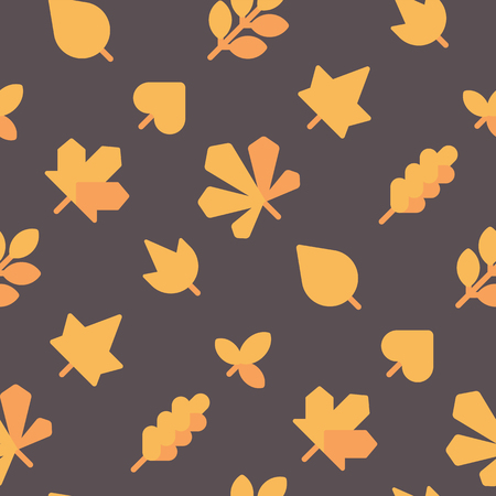 Autumn leaves seamless pattern. Fall leaves flat icons backgroundのイラスト素材