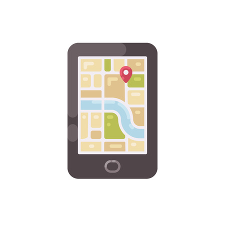 Tablet with a GPS map on screen flat iconのイラスト素材