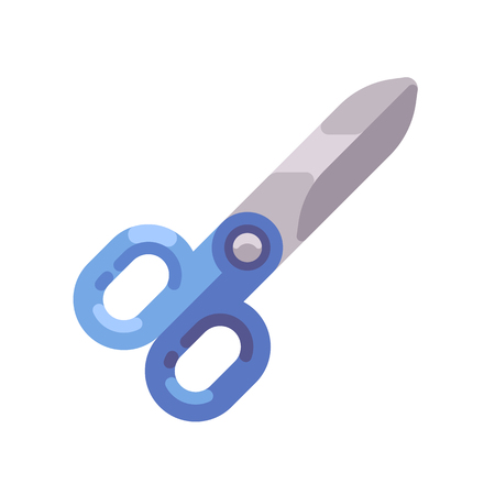 Scissors with blue handles flat icon.のイラスト素材