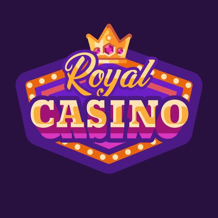 Royal casino purple retro sign flat illustrationのイラスト素材