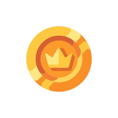 Gold coin with crown symbol flat iconのイラスト素材
