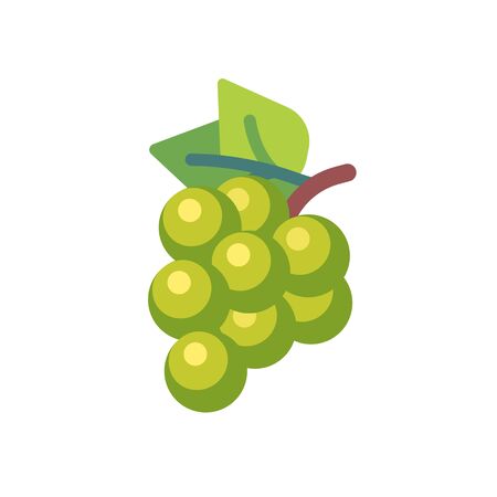 Bunch of green grapes flat icon. Slot machine symbolのイラスト素材