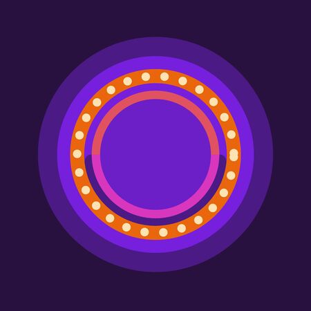Purple round retro marquee light frame flat illustrationのイラスト素材
