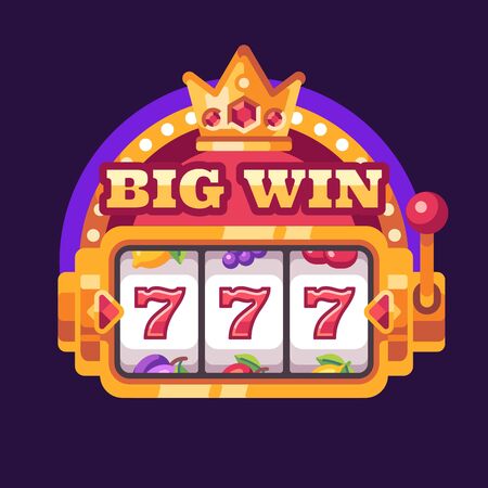 777 slot machine Big win. Casino flat illustrationのイラスト素材