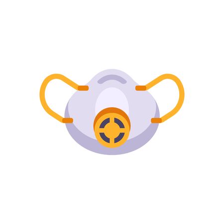 White N95 medical face mask with valve. Virus protection flat illustrationのイラスト素材