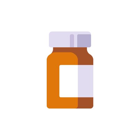 Glass medicine bottle vector illustration. Healthcare flat icon.のイラスト素材