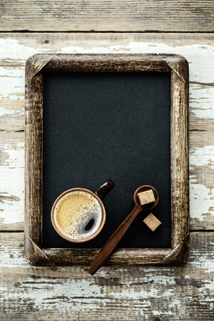 empty old frame with coffeeの写真素材