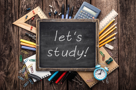 school supplies education backgroundの写真素材