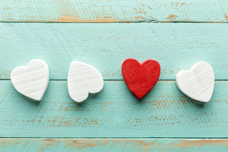 wooden hearts valentine backgroundの写真素材