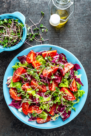 salad bowl, mixed fresh vegetables, healthy clean food, diet eatingの写真素材