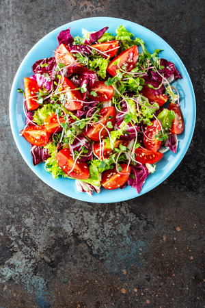 salad bowl, mixed fresh vegetables, healthy clean food, diet eatingの写真素材