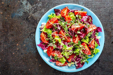 salad bowl, mixed fresh vegetables, healthy clean food, diet eatingの写真素材