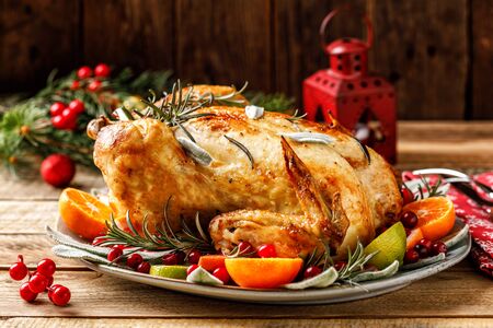 Christmas turkey for festive dinnerの写真素材