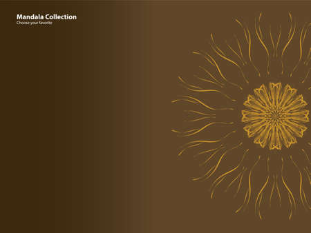 mandala pattern vintage ethnic tribal template style element wallpaper background motif circle art texture print traditional elegant rpund ornament drawing decoration gold meditation flower asianのイラスト素材
