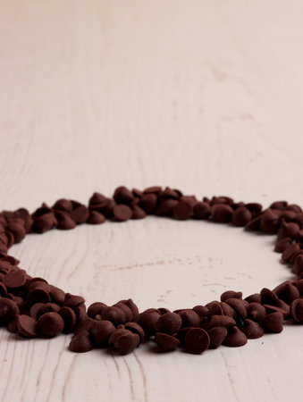 chocolate chips chocochips photo cocoa bakery cookie dark snack crumbs ingredient calories toppingの写真素材