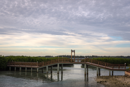 A beautiful bridge to connect Royal Island Cottage to an artificial beach that is being builtの写真素材