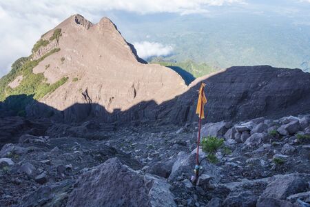 An extreme track to Raung mount summit called 'Puncak Sejati'. Raung is the most challenging of all Javaâs mountain trails, also is one of the most active volcanoes on the island of Java in Indonesia.の写真素材