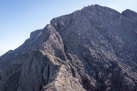 An extreme track to Raung mount summit called 'Puncak Sejati'. Raung is the most challenging of all Javaâs mountain trails, also is one of the most active volcanoes on the island of Java in Indonesia.の写真素材