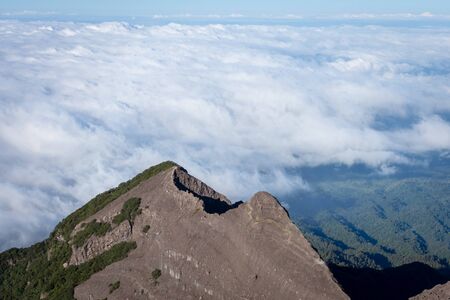 An extreme track to Raung mount summit called 'Puncak Sejati'. Raung is the most challenging of all Javaâs mountain trails, also is one of the most active volcanoes on the island of Java in Indonesia.の写真素材