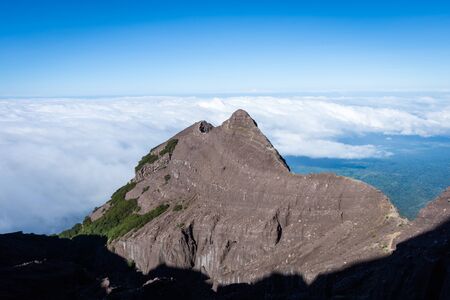 An extreme track to Raung mount summit called 'Puncak Sejati'. Raung is the most challenging of all Javaâs mountain trails, also is one of the most active volcanoes on the island of Java in Indonesia.の写真素材