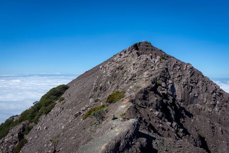 An extreme track to Raung mount summit called 'Puncak Sejati'. Raung is the most challenging of all Javaâs mountain trails, also is one of the most active volcanoes on the island of Java in Indonesia.の写真素材