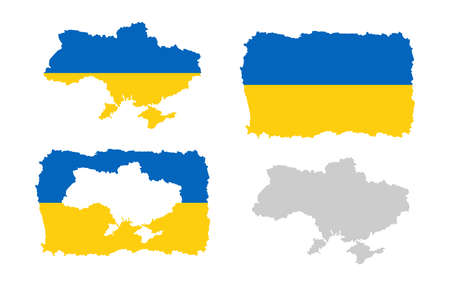 Vector set of maps of Ukraine, various outline stroke maps, map in the form of a flag. pray for Ukraine , save Ukraineのイラスト素材