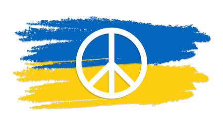 peace icon on Ukrainian flag. Symbol of freedom Symbol of peace, signのイラスト素材