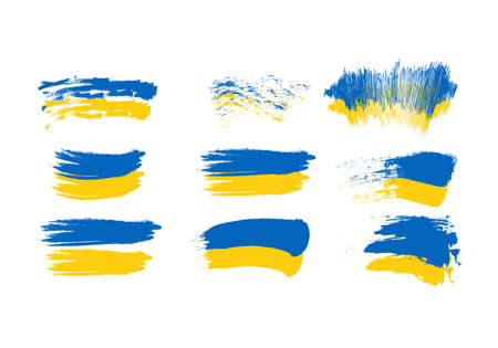 Ukraine flag brush concept . Flag of Ukraine grunge style banner backgroundのイラスト素材