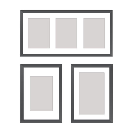Collection of black frames, stylish black photo frame. . vector illustrationのイラスト素材