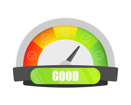 Customer satisfaction meter, speedometers and indicators with emoticonsのイラスト素材