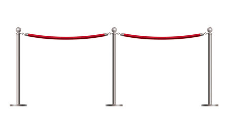 barricade realistic red rope. Vector illustration 3Dのイラスト素材