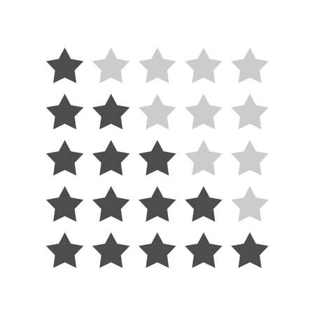 Set of 5 stars on a white background. Five stars rating. vector illustrationのイラスト素材