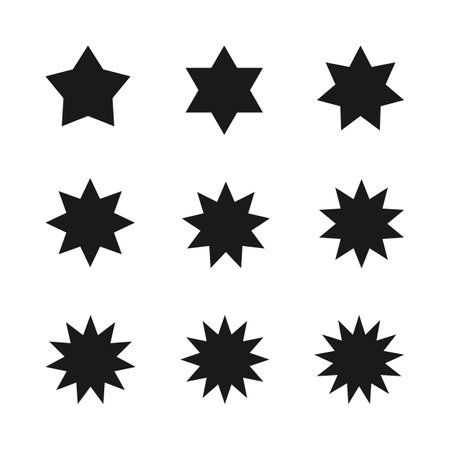 set of black starburst icons on white background for promo design. Discount tag icon shape. vector illustrationのイラスト素材