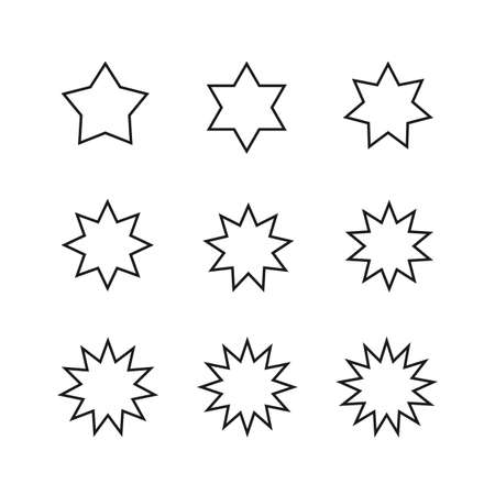 set of black starburst icons on white background for promo design. Discount tag icon shape. vector illustrationのイラスト素材