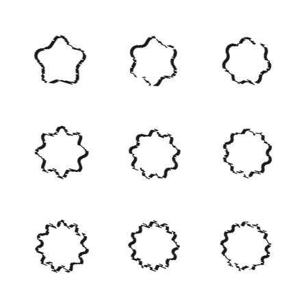set of black starburst icons on white background for promo design. Discount tag icon shape. vector illustrationのイラスト素材